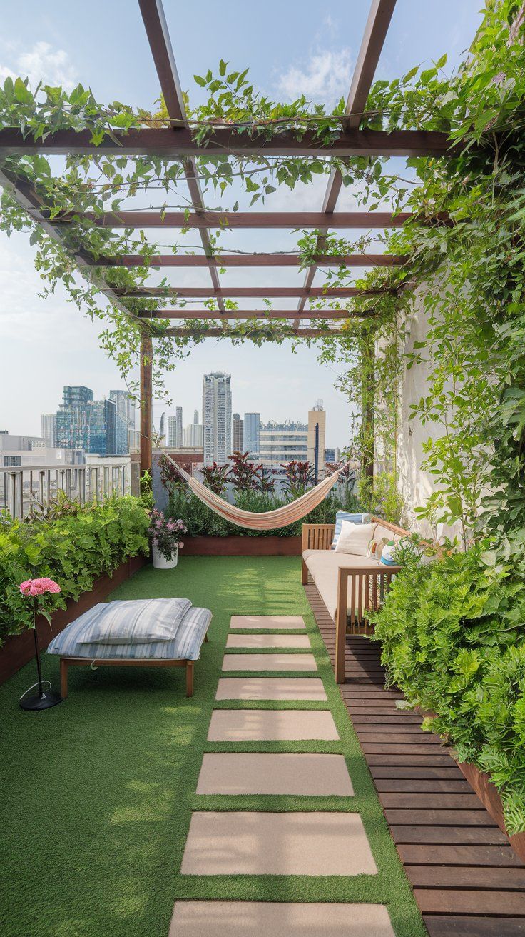 Contemporary Terrace Garden featuring WPC Outdoor Decking & Pergola #12